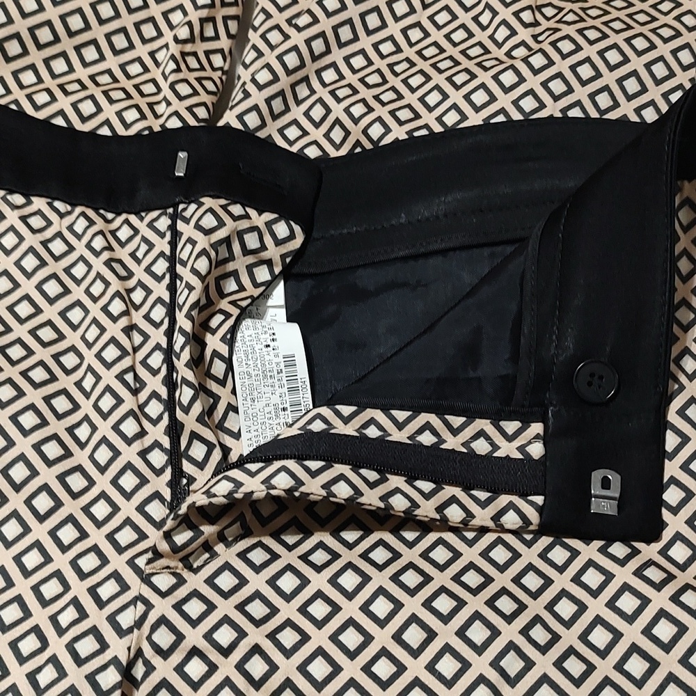 Zara Black and Tan Diamond Pattern Pants Size L - Picture 3 of 5